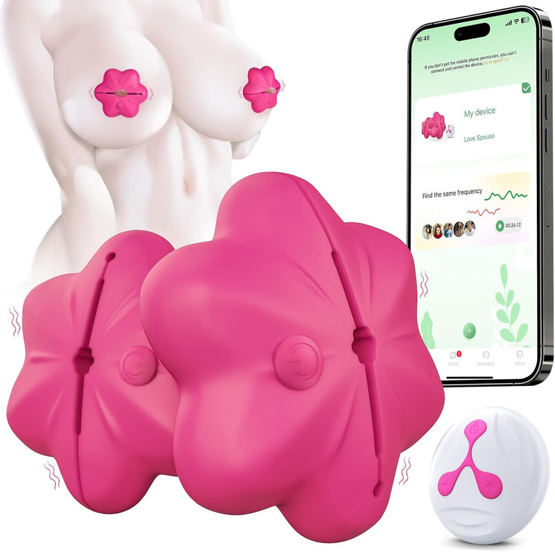 Vibrating Nipple Clamps for Women | 10 Vibration Modes | Adjustable BDSM Toy