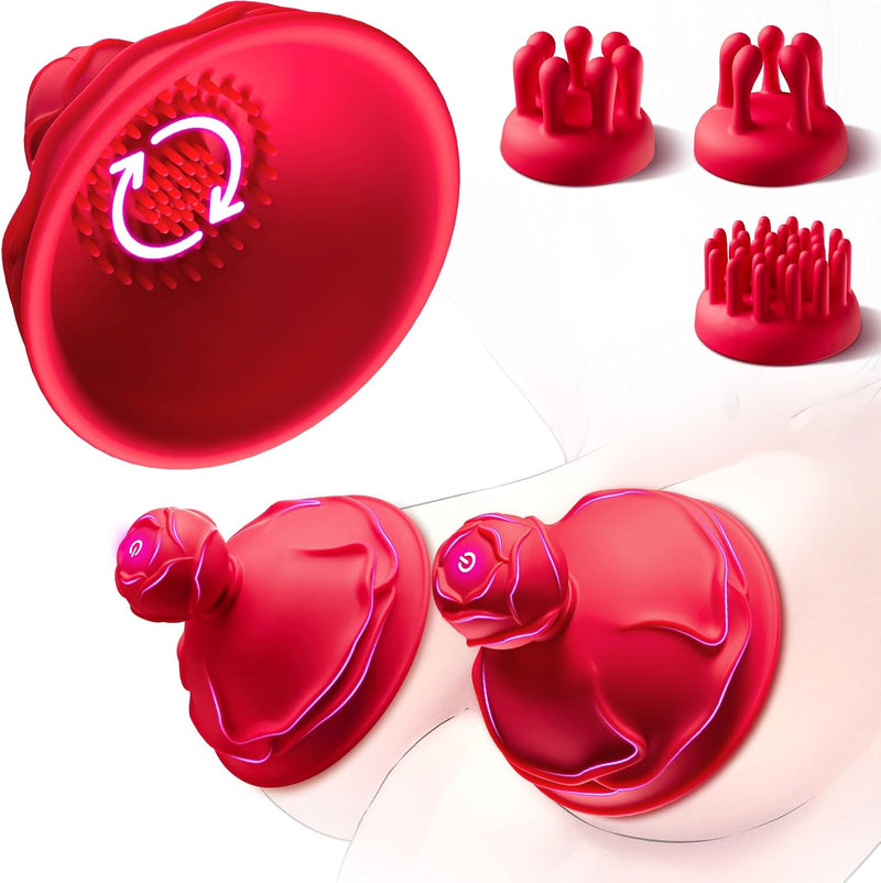 Wireless Nipple Clamps with 10 Rotation Modes, Rechargeable Sucking Stimulator