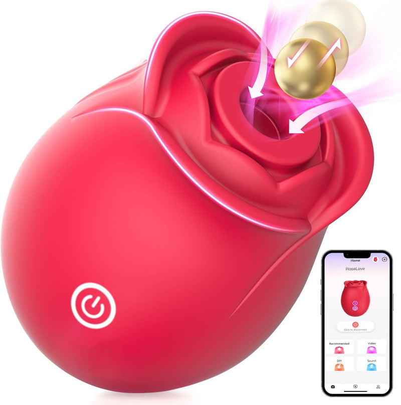 Rose Suction Vibrator & Thrusting Dildo – Clitoral, Nipple & G-Spot Stimulator