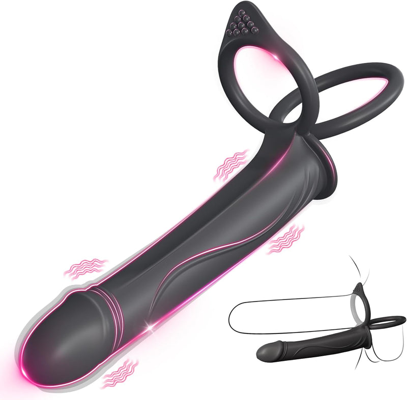 Strap-On Anal Dildo with Vibrating Cock Ring & Butt Plug – 10 Vibration Modes