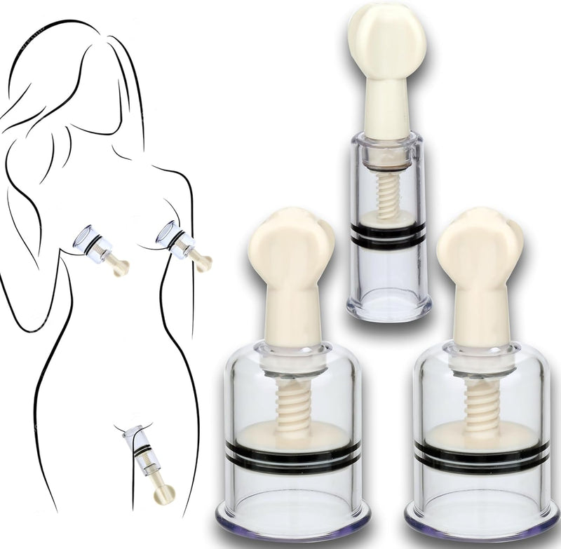 Nipple Suckers Set (1 Pcs 0.78" + 2 Pcs 1.5") for Enhanced Sensitivity, Pressure Play
