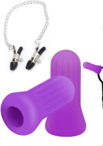 Adjustable Metal Nipple Clamps with Chain, Non-Piercing Decorative Clip (Purple)
