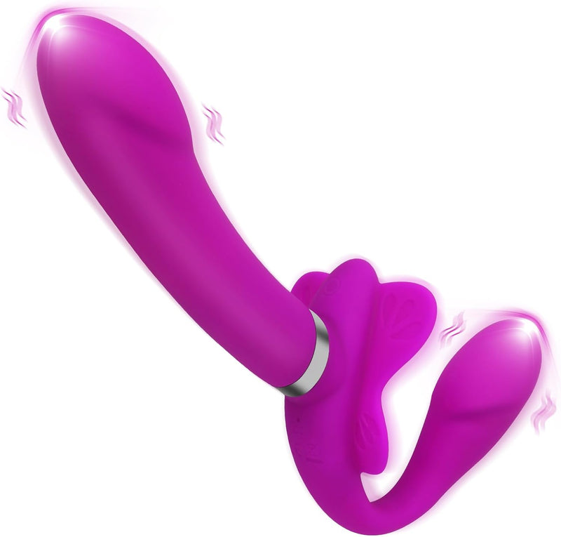 Strapless Double-Ended Vibrating Dildo – 12-Mode G-Spot & Clitoral Stimulator