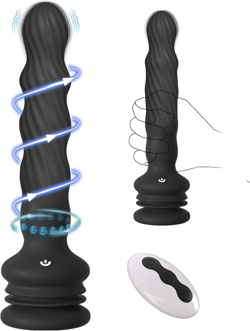 Rotating & Vibrating Prostate Massager | Remote Control Anal Plug with Suction Cup