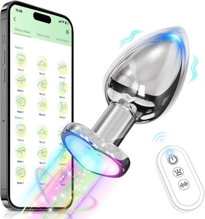 Vibrating Butt Plug with Flashing Light Base – Small Anal Plug for Men & Couples