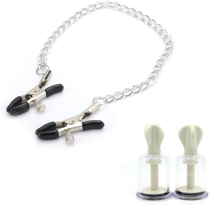 Adjustable Nipple Sucker & Clamp Set – Non-Piercing Stainless Steel Clips for All