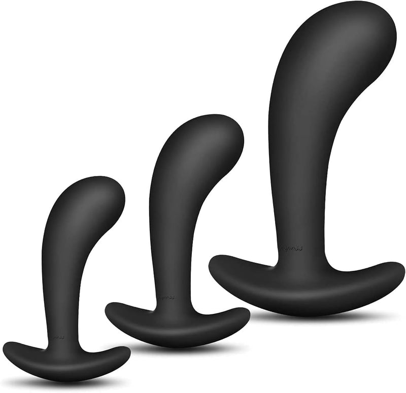 3-Piece Silicone Butt Plug Trainer Set for Beginners & Advanced Users, Prostate Toys