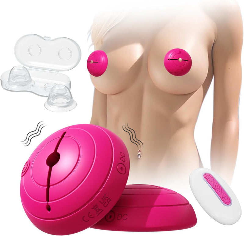 Nipple Vibrator Clamp-Sucker Combo, Remote Control Wearable Sex Toy for Women