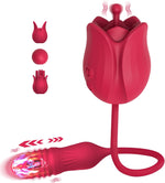 3-in-1 Rose Clitoral Vibrator – G-Spot Dildo with 10 Thrusting & 10 Pulse Modes