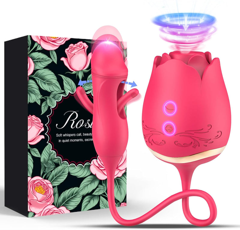Rose Sucking & G-Spot Vibrator – 10 Suction & 10 Flapping Modes for Intense Pleasure