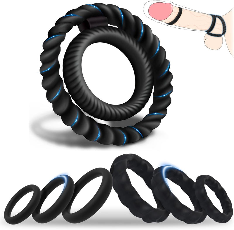 Cock Ring Set for Men – 7 Sizes for Erection Enhancement & Couples Pleasure