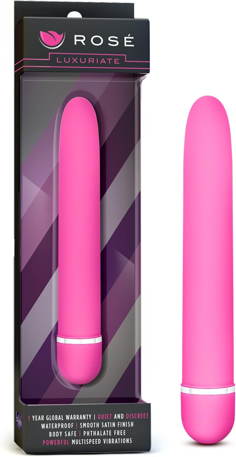 Rose Luxuriate 7" Slim Waterproof Vibrator – Smooth, Multi-Speed, Quiet & Powerful