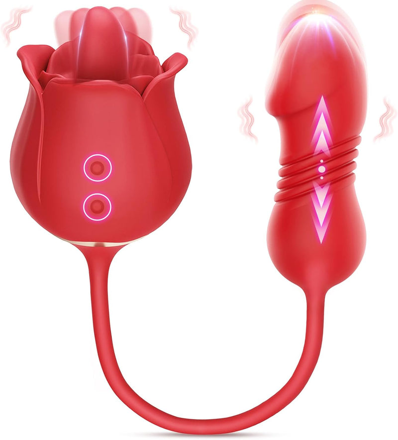 Rose G-Spot & Clit Vibrator – 9 Modes, Thrusting, Licking, Hands-Free Adult Toy