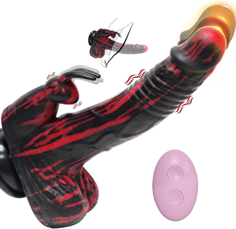 Remote-Control Thrusting Dildo Vibrator – 8.26" Dual Motor for G-Spot & Clit Play