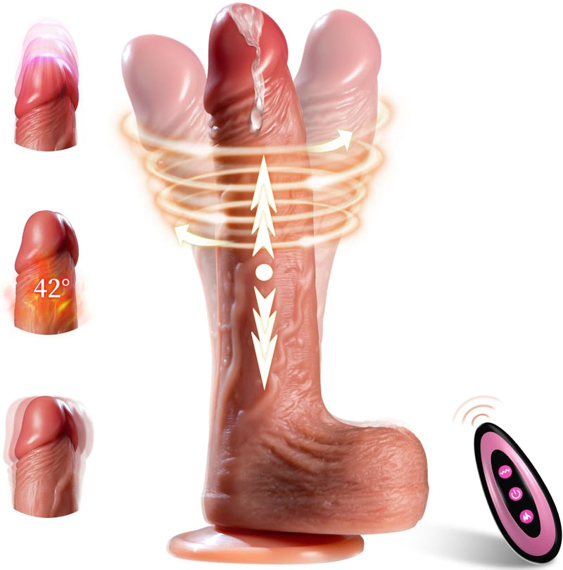 Thrusting Dildo Vibrator – Realistic 6-in-1 Adult Toy with Suction, Heat & Remote