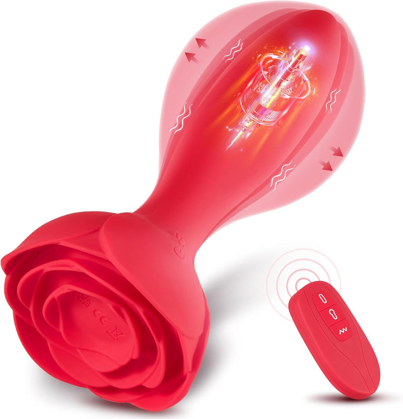 Inflatable Vibrating Anal Plug - 10 Vibration Modes Prostate Massager for Adults