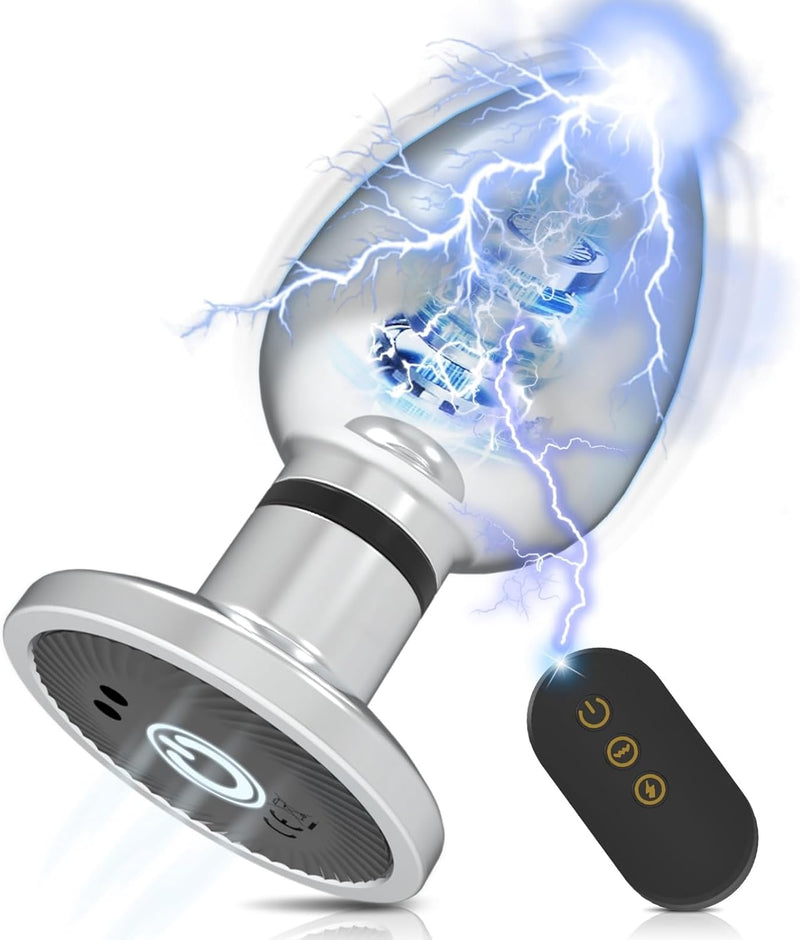 Remote-Controlled Metal Anal Plug – 10 Vibration & 6 Electric Shock Modes