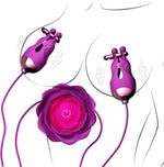 Rose Nipple Vibrator with 10 Vibration Modes, Rechargeable Clamps for Couples