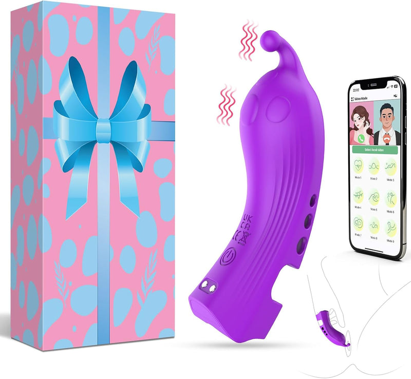 Purple Finger Vibrator – App-Controlled, 9 Modes, Waterproof & Rechargeable