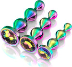 Metal Anal Beads Set: 3 Graduated Stainless Steel Butt Plugs for Prostate Massage