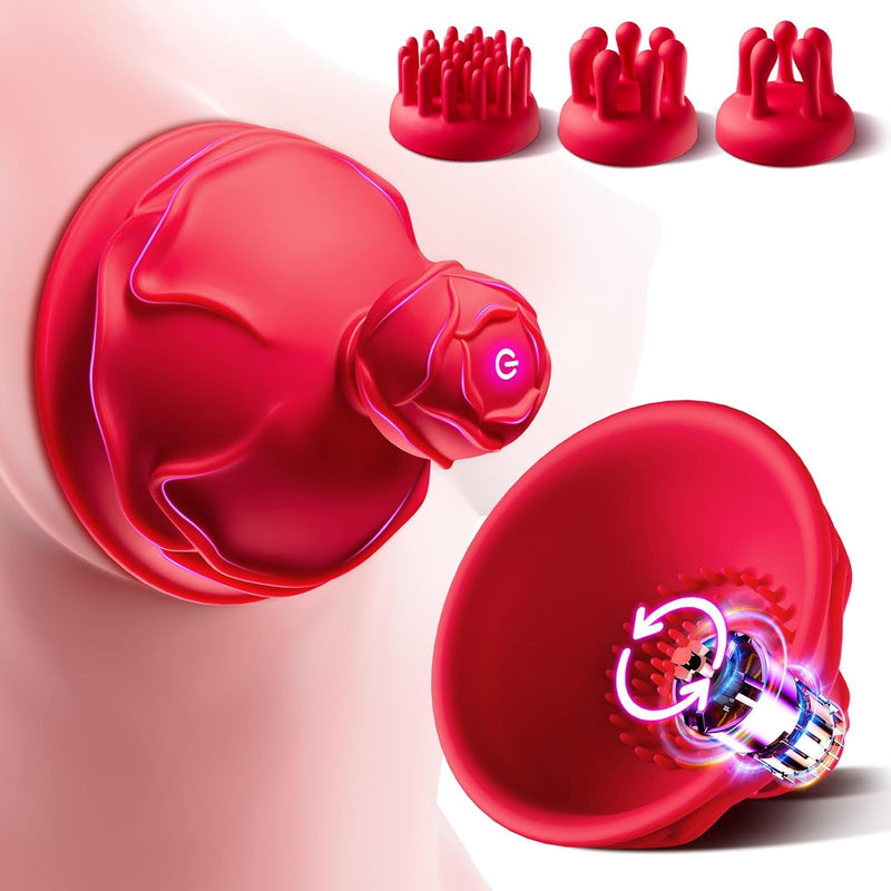 Wireless Rose Nipple Clamps with 10 Vibration Modes, Rechargeable Adult Toy