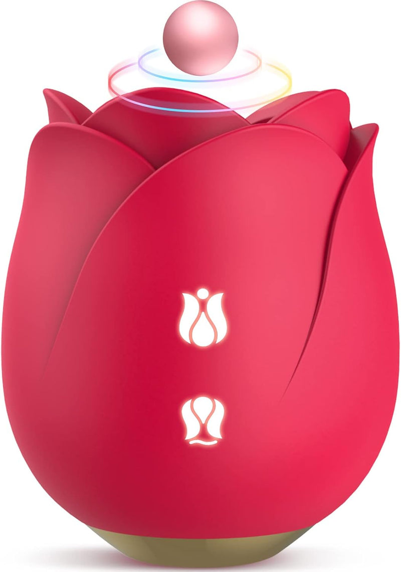 2-in-1 Flapping Rose Vibrator for Women, 9 Tapping & Sucking G-Spot & Clitoral Stimulator