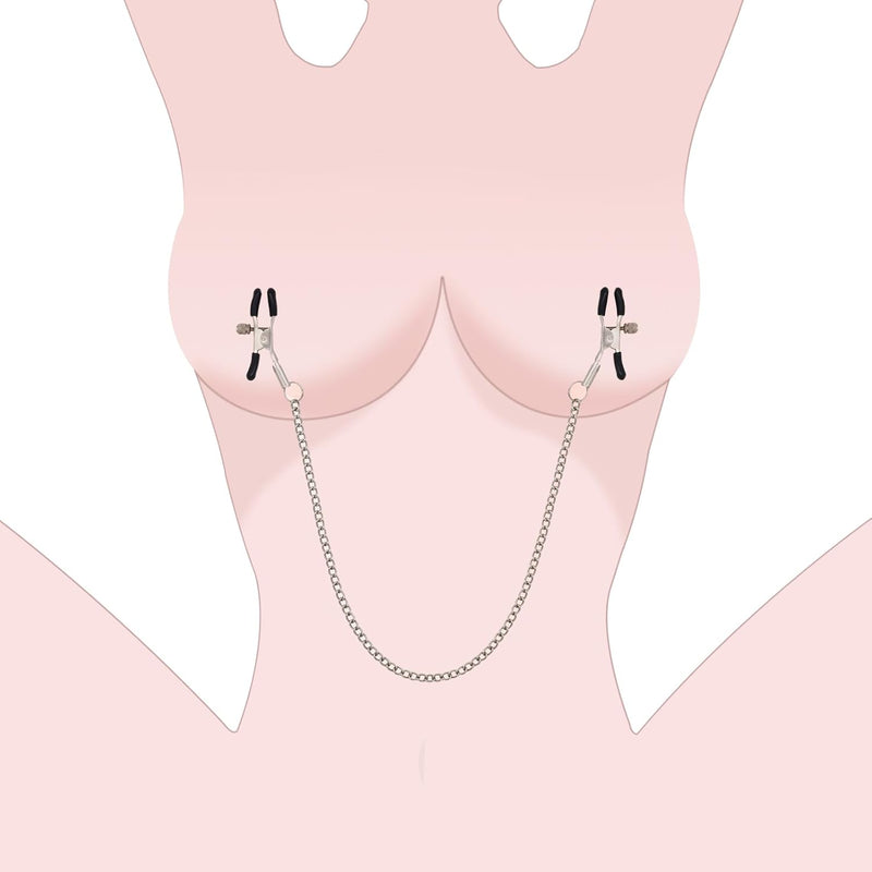 BDSM Nipple Clamps with Metal Chain for Couples, Nipple Stimulation & Sex Toys