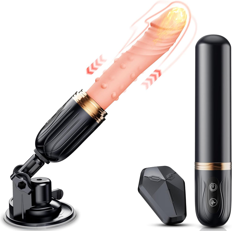 Thrusting Dildo Machine with 10 Vibration Modes, Heating & Remote for Couples