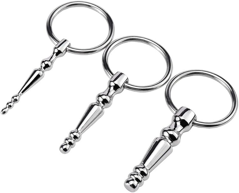3 Pcs Stainless Steel Urethral Sounds Penis Plug Set with Multi Beads for Men