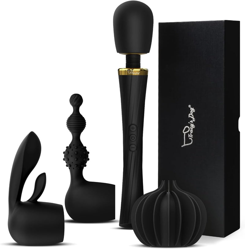 Cordless Wand Vibrator Kit – Powerful with 3 Attachments for Clitoral, G-Spot & Anal