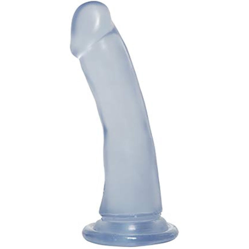 Doc Johnson Crystal Jellies - Slim Dong - 6.5 Inch - 1.5" Wide - Strong Suction Cup Base - O-Ring Harness Compatible Dildo - for Adults Only, Clear