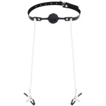 Bondage Restraints Bdsm Sex Toys-Gag Silicone Mouth Gag With Nipple Clamps Sex Flirting Sex Toy Adjustable Ball Gag Silicone Ball Gag With Air Holes Erotic Fetish Extreme Sex Toy For Couple Women