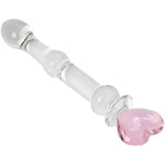 Heart Crystal Glass Pleasure Wand Dildo Penis, Pink