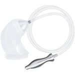 Two-In-One Metal Hollow Anal Plug With Holes Penis Restraint Sleeve, Transparent Soft Chastity Cage Sm Male Masturbation Device Adult Sex Toy