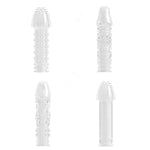 Transparent Threaded Condoms for Men - 4 Piece Set with Fine Crystal Sleeve