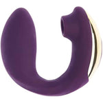 Share Satisfaction Sutra - Dual Stimulation Vibrator With Suction, 5 Suction Modes, 10 Vibration Patterns, Moveable Arm, Travel Lock Case, Waterproof, Usb Rechargeable - Purple