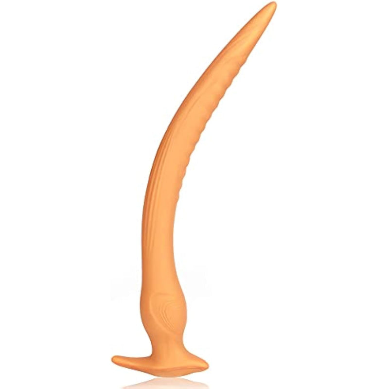 Super Long Anal Plug Dildo, Flexible Liquid Silicone Butt Plug Vaginal Anus Dilator Prostate Massage Stimulation Adult Erotic Sex Toys For Women Men (Large) Gold