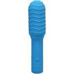Doc Johnson Pocket Rocket - Elite - Rechargeable Silicone Vibrator with Textured Sleeve - 7 Powerful Vibrating Patterns - Sky Blue