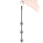 Metal Anal Beads Butt Plug Trainer with Safe O-Ring for Prostate Massage and Vaginal Stimulation