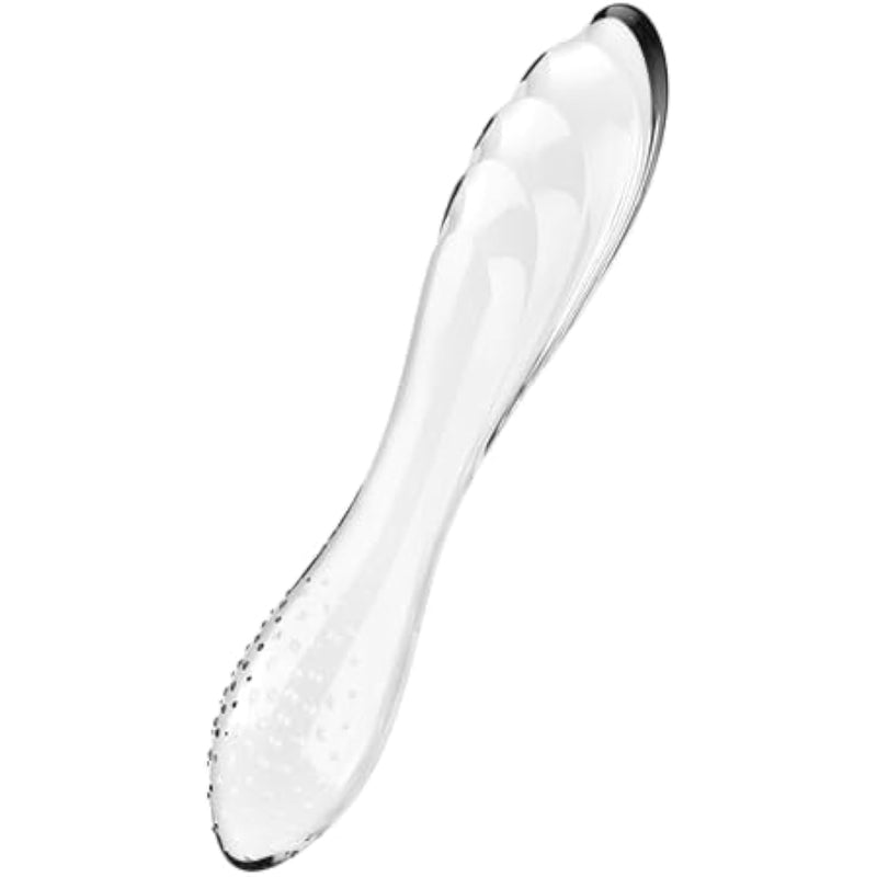 Dazzling Crystal 1 | 22 Cm | G-Spot Dildo | Borosilicate Glass Dildo | Nubbed Structure For More Stimulation | Wide Shaft With Wavy Structure | Hot & Cold Temperature Play (Transparent)