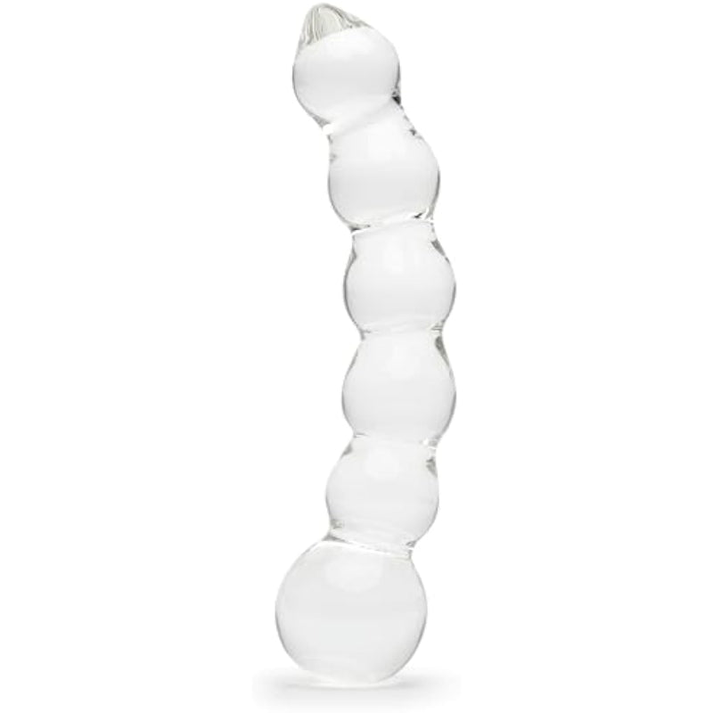 Sensual Glass Dildo | 7 Inch Large Beaded Dildo Couples Sex Tool | Long Anal Toy For Temperature Play | Curved Penis G Spot & Prostate Massager Adult Sex Toys For Women & Men | Clear
