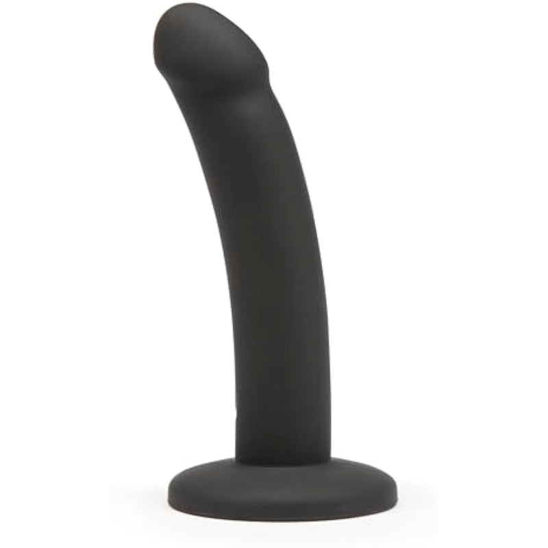 Curved Dildo - 6 Inch With Suction Cup - Flexible Anal Dildo For Men And Women - Harness Compatible Strap On - Smooth Silicone Adult Sex Toy - Waterproof - Black