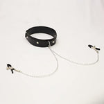 Adjustable Nipple Clamps With Chain Neckalce Adult Sm Games Fetish Leather Collar Nipple Clamps Chain Non Piercing Couple Nipple Clamp Sex Toys Bedroom Bondage Toys