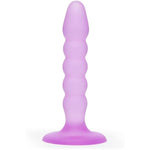 Anal Dildo - 5 Inch Suction Cup Dildo - Flexible Slimline Ribbed Anal Toy - Harness Compatible For Strap On And Pegging Play - Adult Sex Toy - Waterproof - Purple