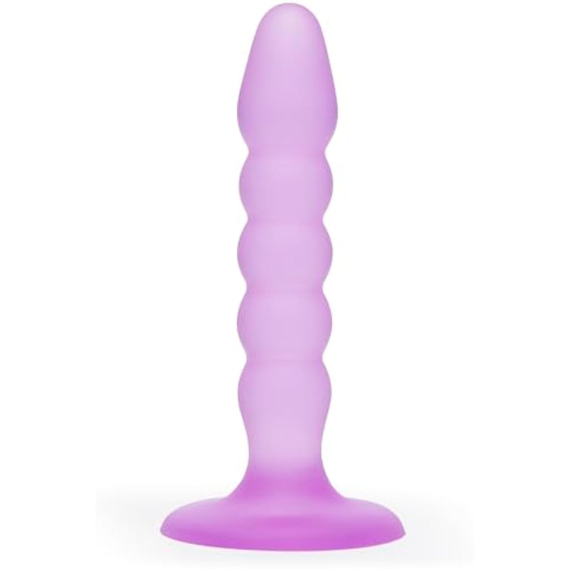Anal Dildo - 5 Inch Suction Cup Dildo - Flexible Slimline Ribbed Anal Toy - Harness Compatible For Strap On And Pegging Play - Adult Sex Toy - Waterproof - Purple