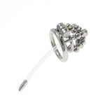 Metal Chastity Cage With 24 Beads Male Cock Cage With Concealed Lock And Catheter Sex Toys Hollowed Out And Breathable Chastity Device For Exercising And Restraining A Man'S Penis (1.96In,B)