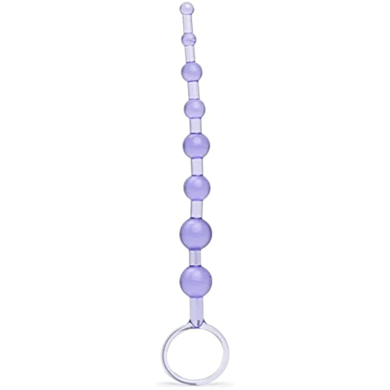 Purple Anal Beads With Finger Loop - Beginner Friendly - 8 Inch