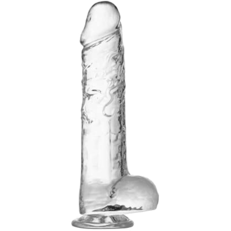 Lifelike Lover Luxe Realistic Dildo - 9.6 Inch Huge Silicone Dildo With Strong Suction Cup - Crystal Jelly Dildo - Xl Transparent