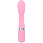 Silicone G-Spot Vibrator Pink, Rechargeable And Multi Speed With Swarovski Crystal Button, Pretty Quilted Vibrator