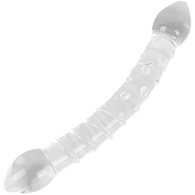 Glass Dildo Double Head Dildos With 2 Textures Transparent Crystal Butt Plug Massage Prostate And G-Spot Double Head Anal Dildo Sm Adult Sex Toys